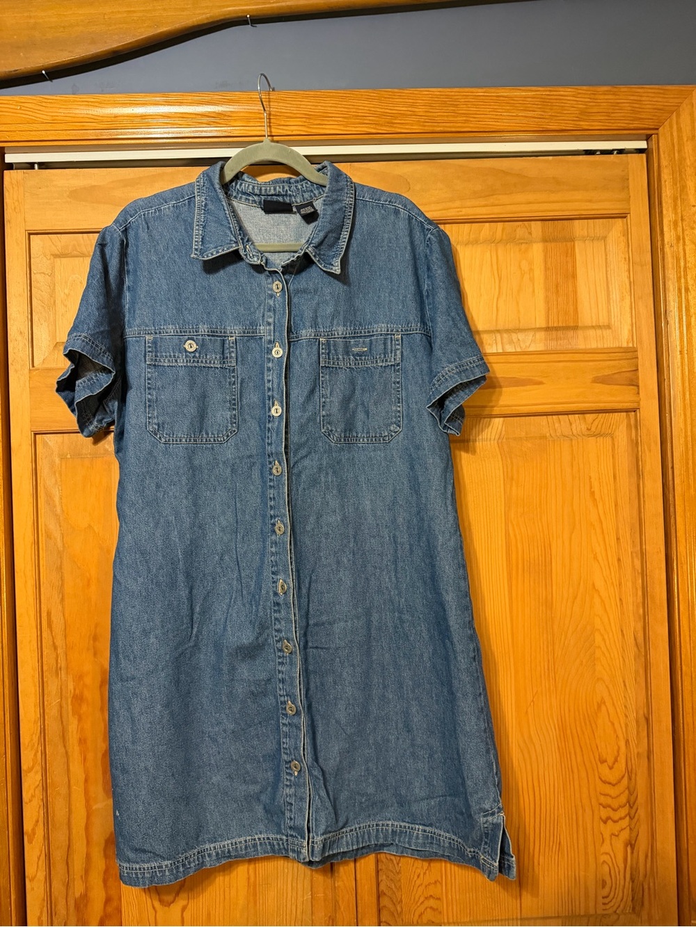 Classic Blue Denim Midi Shirt Dress